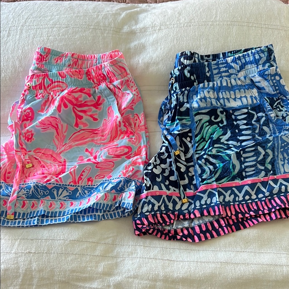 Lilly Pulitzer Vibrant Pink and Blue Athletic Shorts